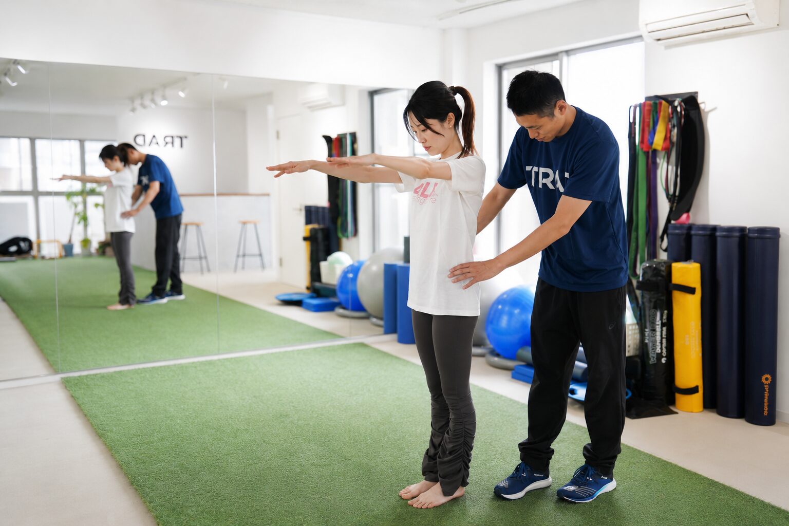 TRADトレーナーが立位で姿勢・動作を評価する様子｜東海市のパーソナルジム