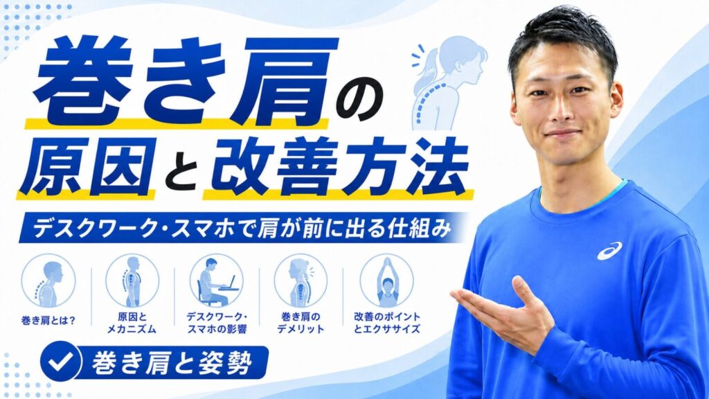 巻き肩の原因と改善方法・デスクワークで肩が前に出る仕組み｜東海市・太田川駅のパーソナルトレーニングジムTRAD